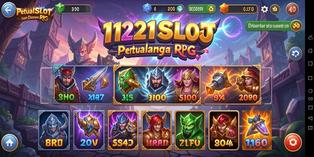 Screenshot dari gameplay RPG di 1121SLOT dengan slot yang menarik.