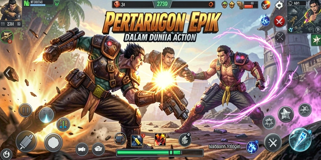 Screenshot menunjukkan aksi pertarungan intens dalam game 2739.