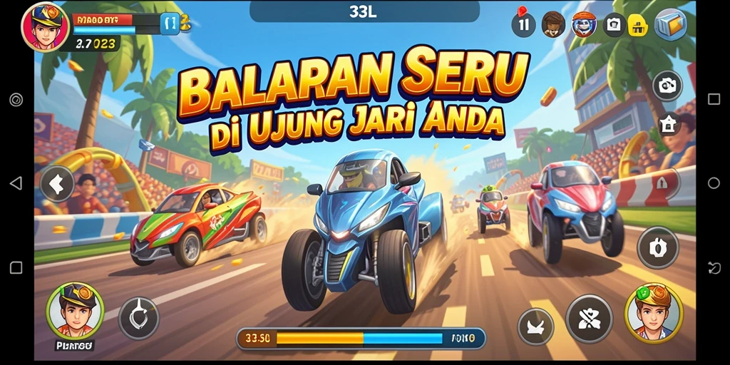 Tampilan gameplay 33L yang memukau dengan aksi balapan seru.