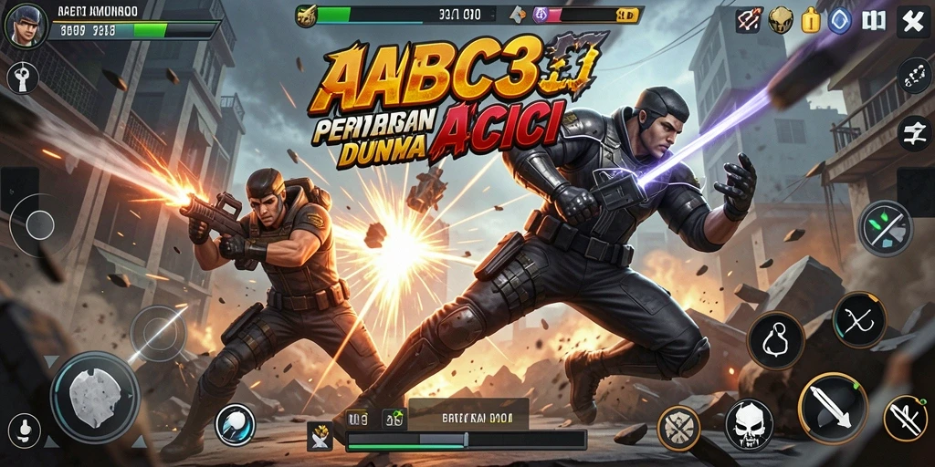 Screenshot gameplay ABC33 menampilkan pertarungan seru dan grafis menawan.