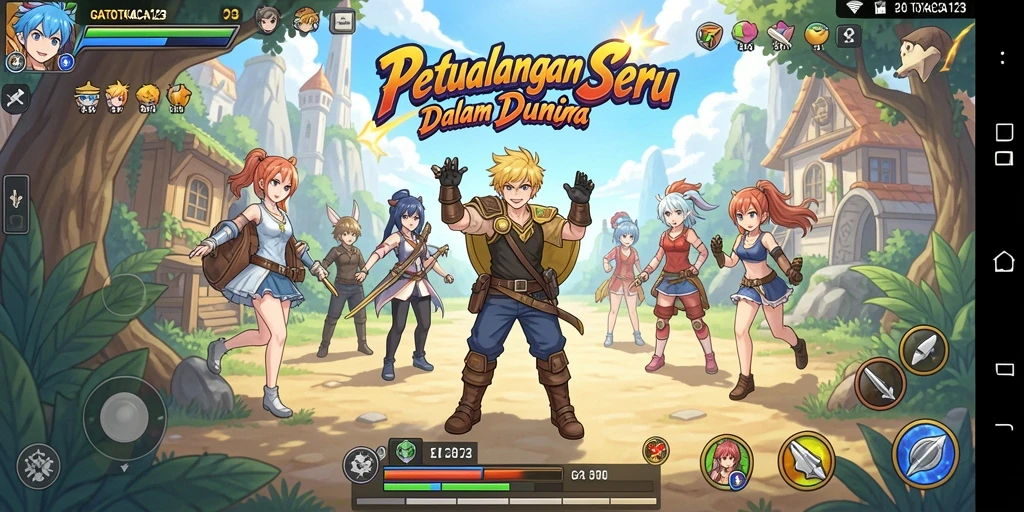 Tangkapan layar utama GATOTKACA123 menunjukkan aksi seru dalam dunia anime.