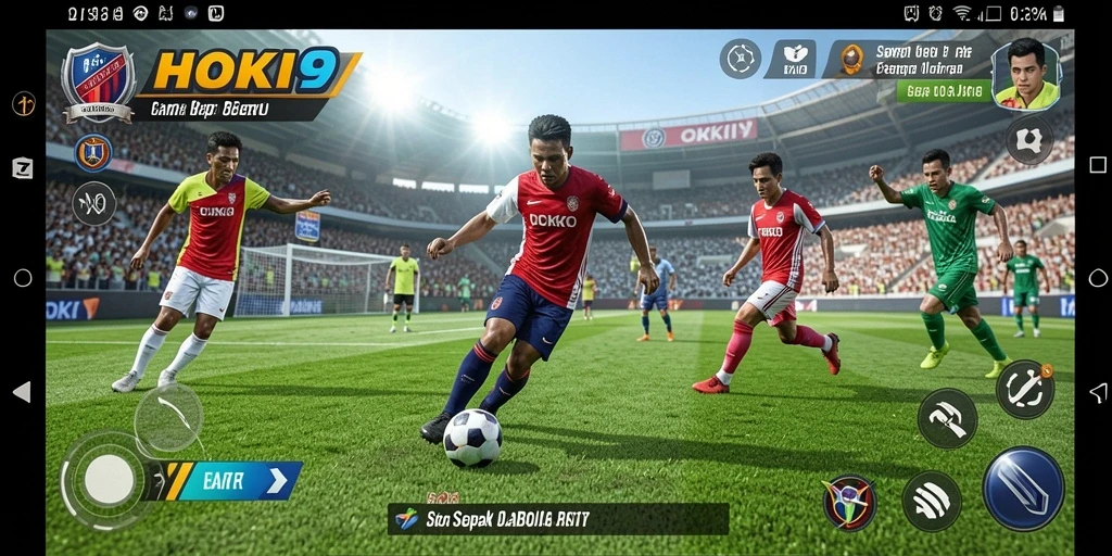 Tampilan gameplay HOKI9 yang memukau saat pertandingan sepak bola.