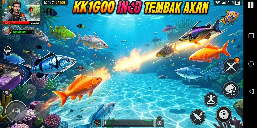 Tangkapan layar gameplay seru KPK100 menampilkan aksi tembak ikan.