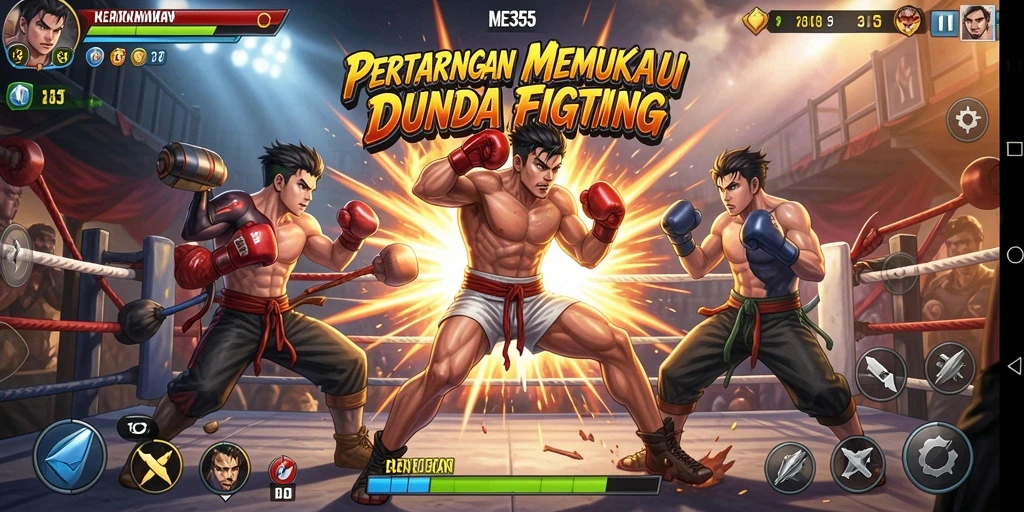 Tangkapan layar ME355 menampilkan aksi pertarungan yang seru dan mendebarkan.