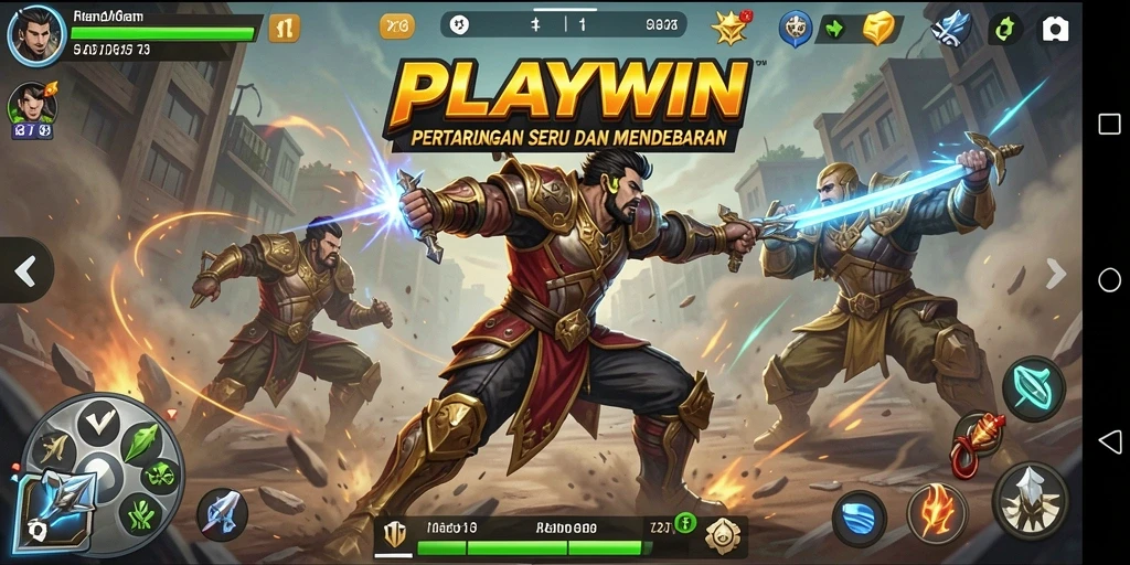 Tampilan gameplay <strong>PLAYWIN</strong> yang dinamis dan gerakan karakter yang memukau.